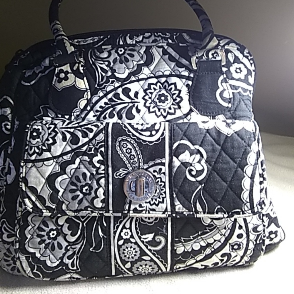 Vera Bradley Black White Paisley Satchel